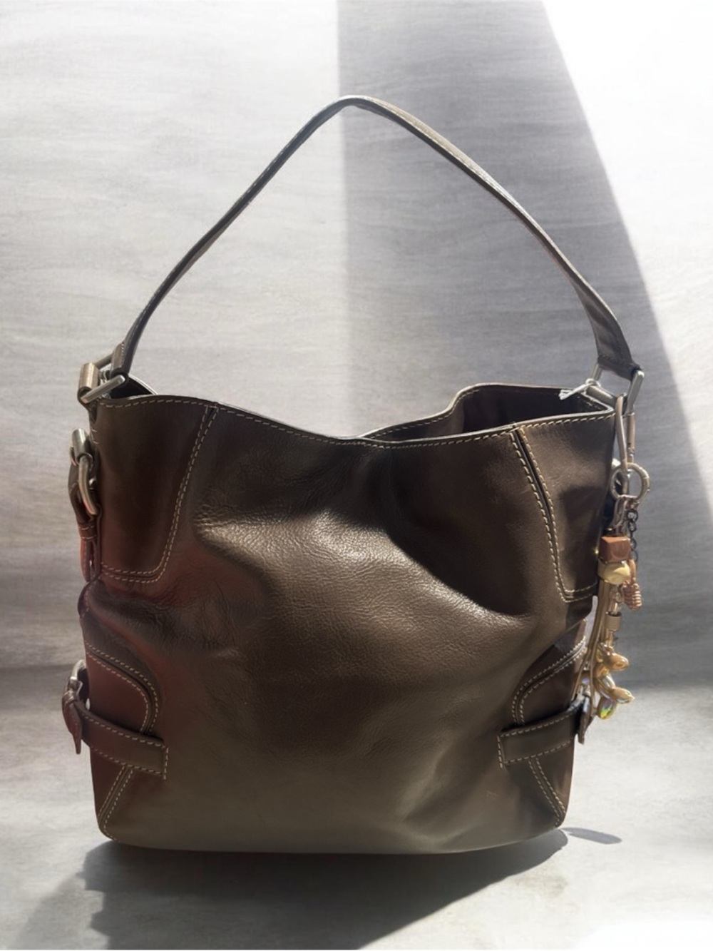 Michael Kors Leather Shoulder Hobo Bag in Dark Brown